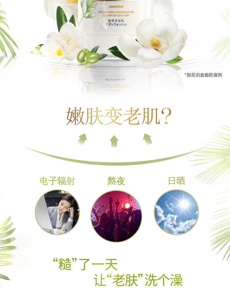 多芬植沐浴乳恬静茉莉香500GX1+身体磨砂乳霜石榴籽和乳木果298GX1+水嫩洁面泡泡160MLX1