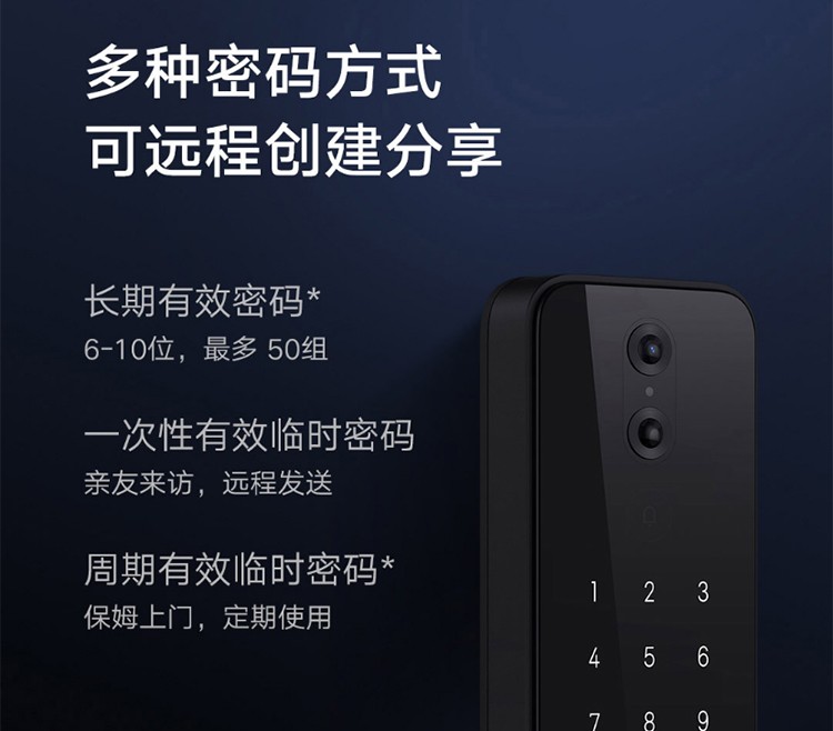 米家 小米（MI）智能门锁Pro指纹锁防盗门家用电子门铃功能全自动公司密码电子锁 小米智能门锁 Pro 碳素黑