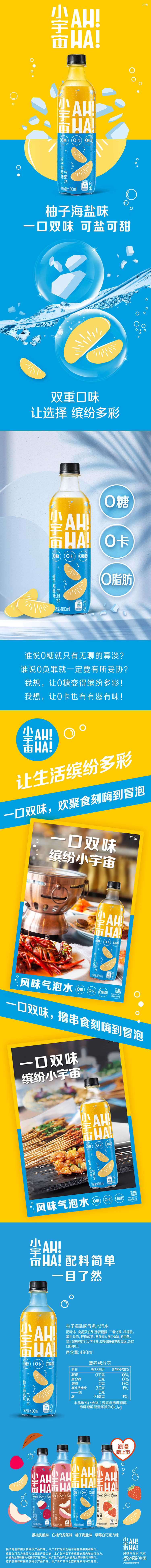 可口可乐 小宇宙 海盐味 气泡水汽水饮料 480ml*12瓶  新老包装随机发货