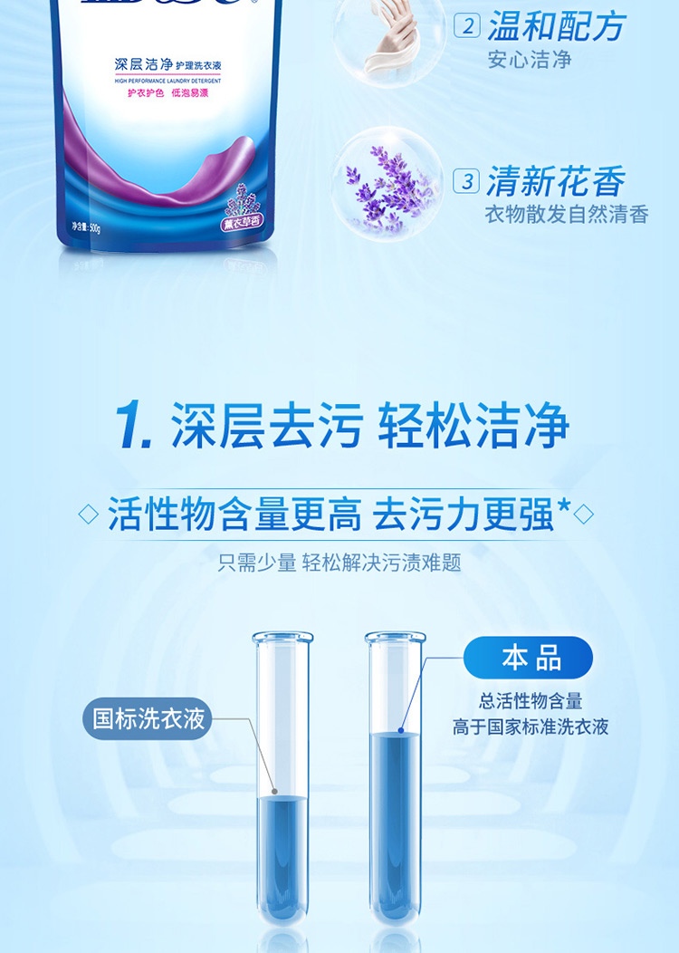 蓝月亮亮白增艳洗衣液500g亮白薰衣草袋*5
