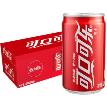 可口可乐汽水 碳酸饮料 200ml*12罐 全纸包 迷你摩登罐