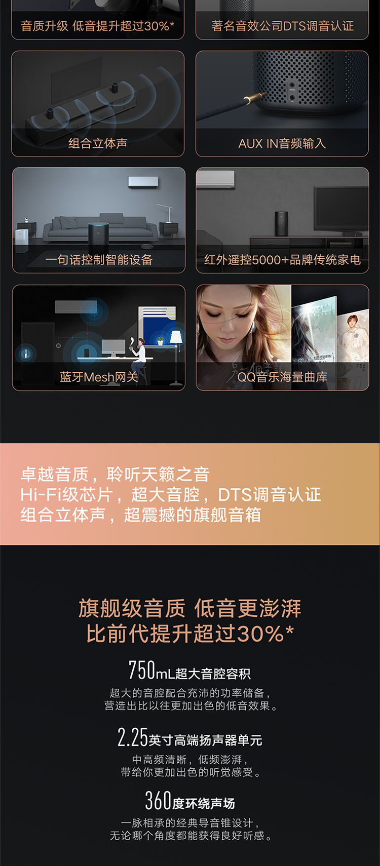小米小爱音箱 Pro 黑色 小爱同学智能音箱 性能升级 智能设备控制 遥控传统家电 蓝牙Mesh网关