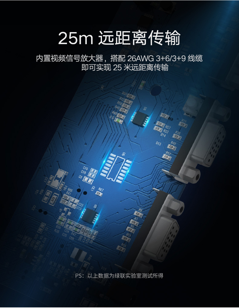 绿联（UGREEN）VGA分配器一分四 高清视频1进4出分屏器 笔记本电脑机顶盒接投影显示器同屏扩展共享器50292