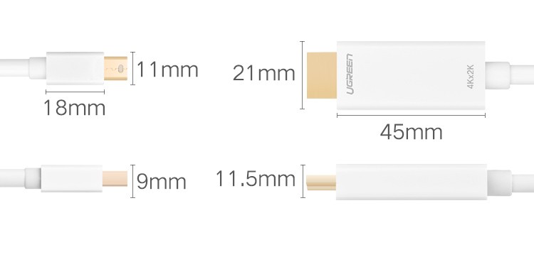 绿联（UGREEN）mini MD101 dp转hdmi适用小米苹果电脑转接线 1080P黑色 1.5米 10450