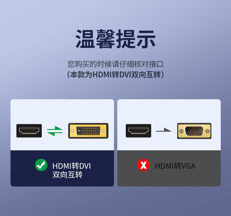 绿联（UGREEN）HDMI转DVI转换线 DVI转HDMI 4K60Hz高清线双向互转视频线 圆线 5米 10137