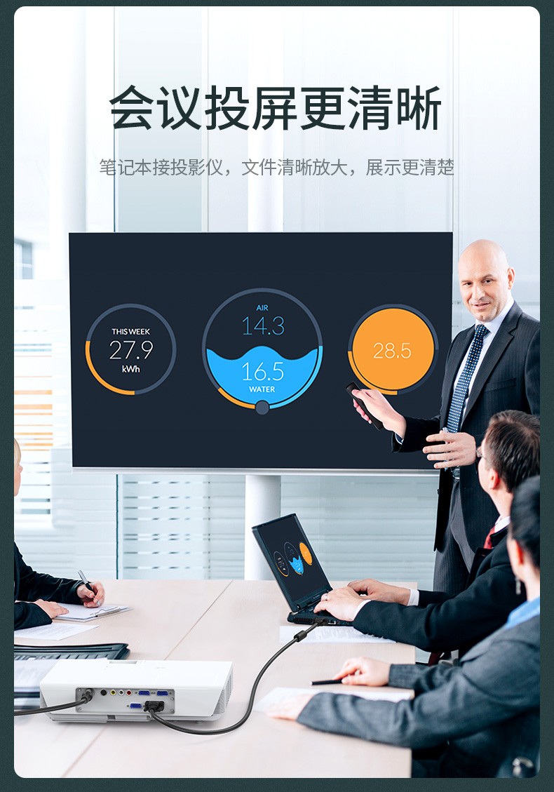 绿联（UGREEN）VGA线高清工程级3+9线芯 公对公双磁环 视频连接线 两条装 2米 11646