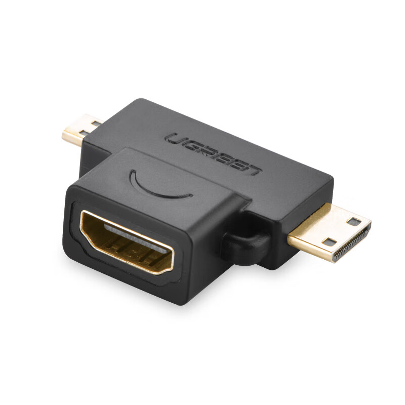 绿联（UGREEN）HDMI转接头三合一 Mini HDMI/Micro HDMI转标准HDMI高清线转换头 两个装 20144