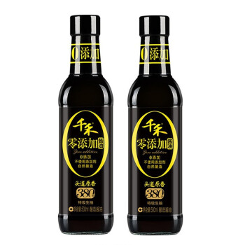 千禾头道原香380天调味家庭装本酿酱油500ml*2