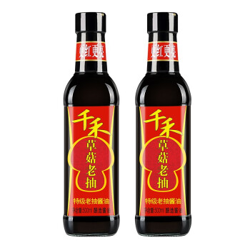 千禾特级草菇老抽酱油调味家庭装 500ml*2