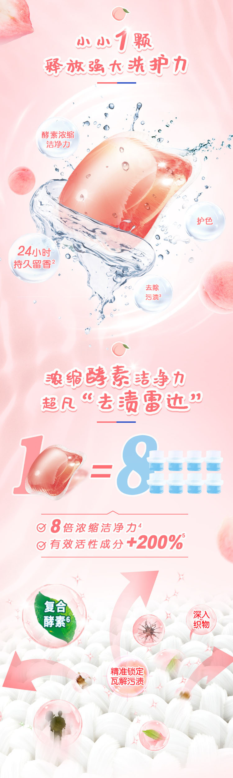 奥妙自然工坊白桃护色持久留香洗衣凝珠 白桃护色凝珠400g