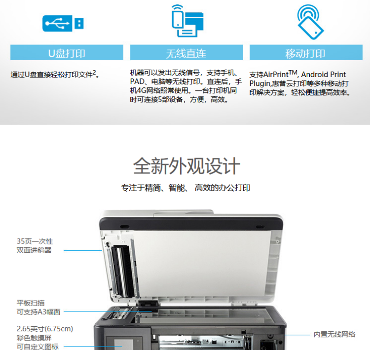 惠普（HP） 7740 无线四合一多功能一体机（打印、复印、扫描、传真、无线）