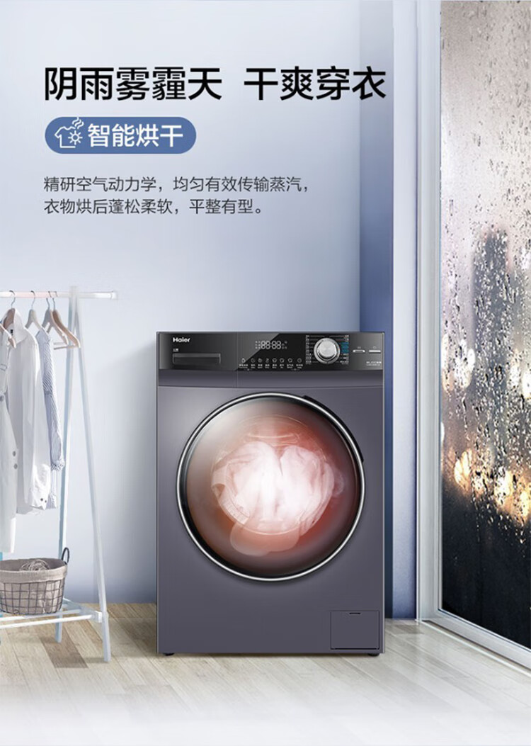 海尔（Haier）10公斤变频洗烘一体家用大容量滚筒洗衣机 G100218HBD12S  巴士