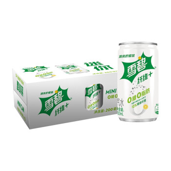 雪碧 纤维+柠檬迷你装0糖0脂 碳酸饮料200ML*12全纸包