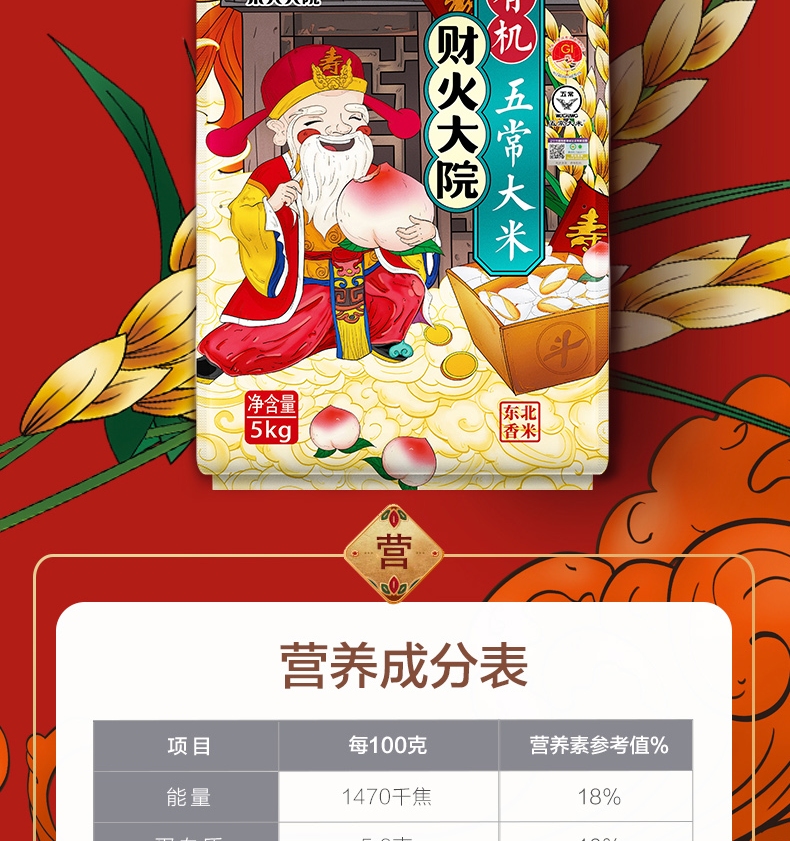 柴火大院 财火大院 有机五常大米5kg