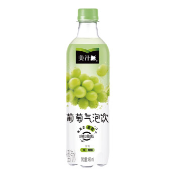美汁源 0糖0脂果汁型汽水饮料葡萄气泡饮480ML*12全塑包