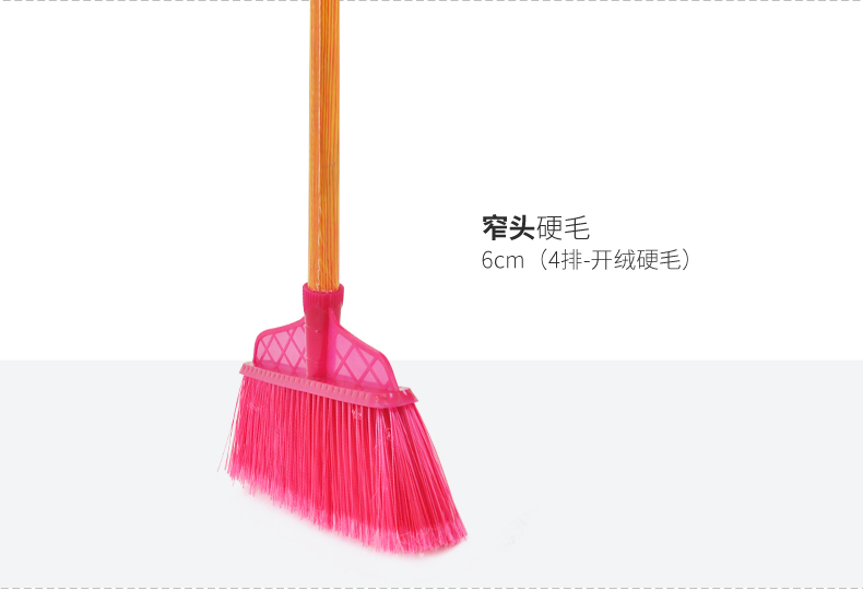 兰诗 SB-0318 扫把笤帚 环卫物业木柄塑料丝扫帚 红斜杆大号硬毛宽头-10个装