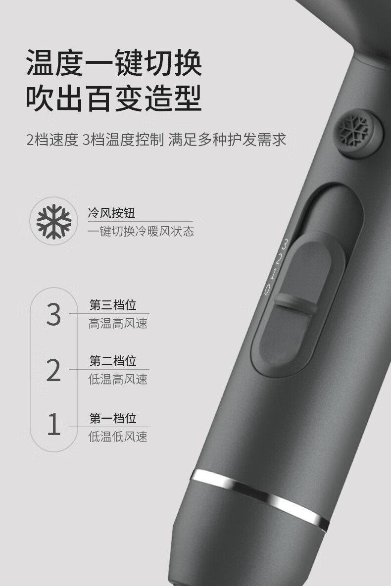 康佳（KONKA）电吹风 便携电吹风机 网红家用 理发 负离子  KG-1601