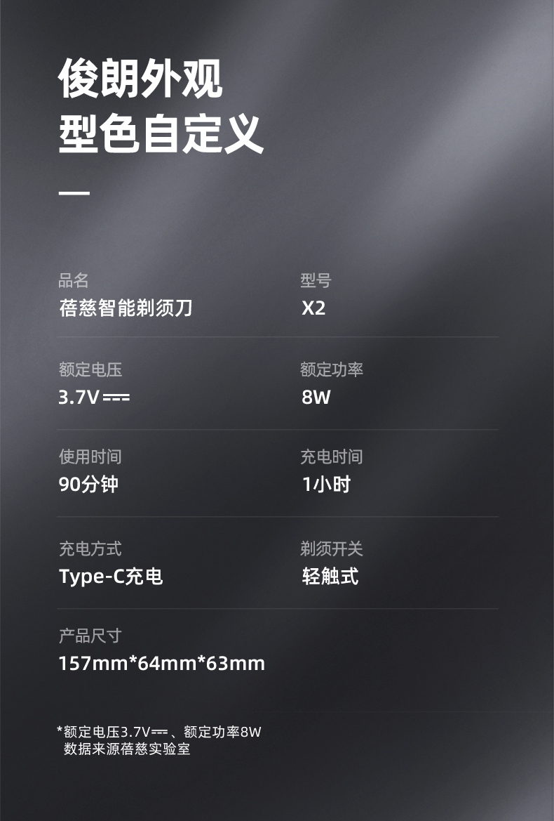蓓慈（beici）剃须刀X2（静夜黑）电动剃须刀 电动胡须刀 刮胡刀 智能屏显 全身水洗 生日礼物 静夜黑 彩盒