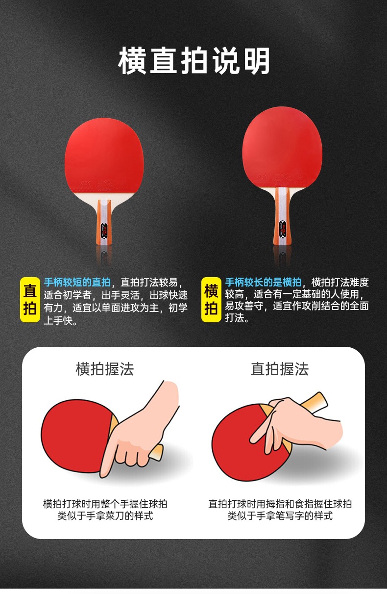 双鱼（DOUBLE FISH）乒乓球拍初学者成品拍双面反胶皮套装快攻型学生业余训练乒乓拍 616两拍10球 一横一直