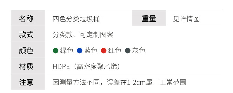 兰诗 LJT2217 普通分类款大号物业环卫垃圾桶 灰色120L（其他垃圾）2个装