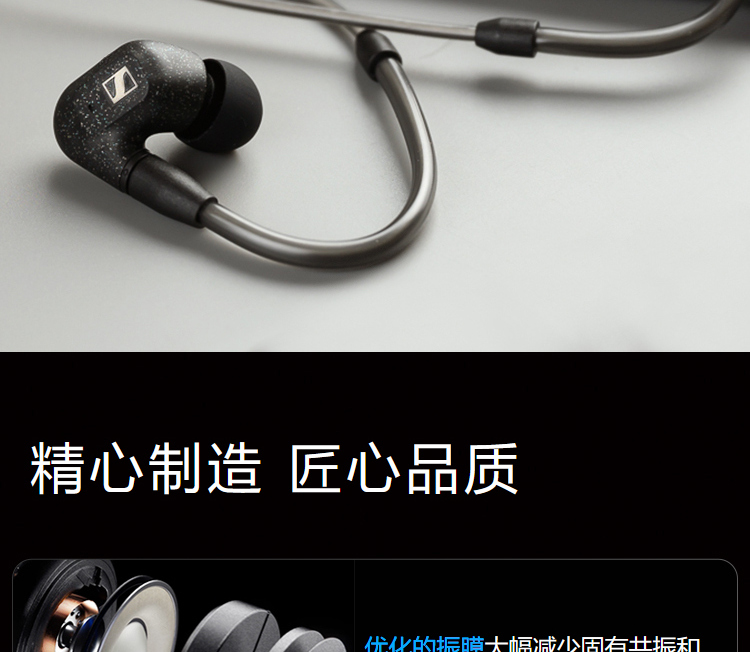 森海塞尔（Sennheiser） IE300高保真HiFi音乐耳机 有线耳挂入耳式耳机 黑色