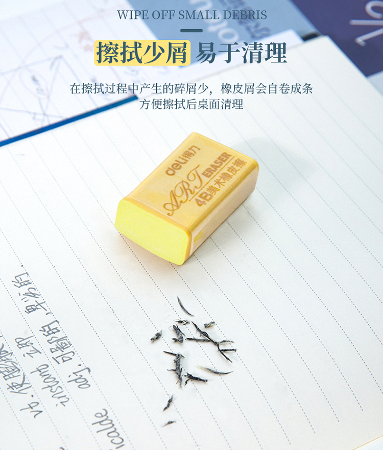 得力（deli）大号橡皮 办公学习用4B黄色办公考试美术绘图用橡皮擦 12块/盒 7535A  1盒装