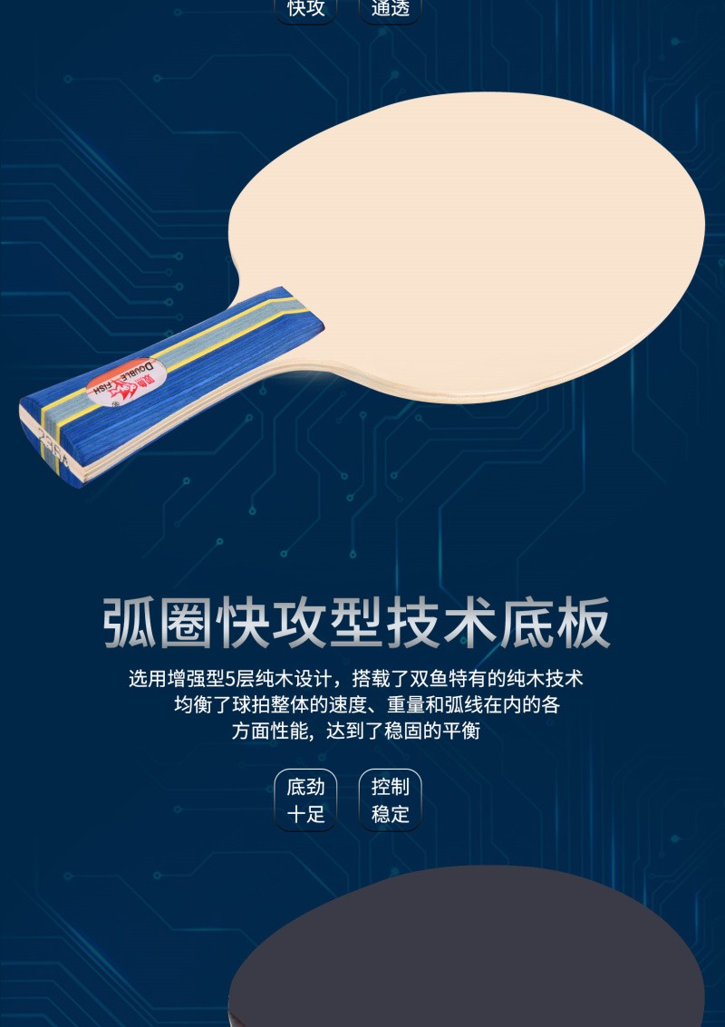 双鱼（DOUBLE FISH）乒乓球拍套装 3星三星乒乓球球拍 236A 2只装_横拍 双面反胶 两板三球横拍