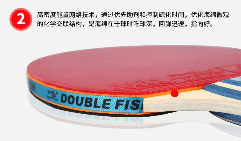 双鱼（DOUBLE FISH）乒乓球拍直拍单只 1星一星纯木成品拍 1D-C长柄