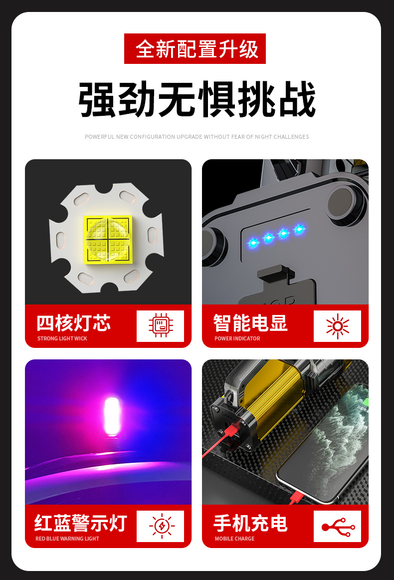 神鱼 SHENYU 超亮强光远射手电筒户外大功率探照灯手提灯LED家用停电应急照明巡逻灯SY818D