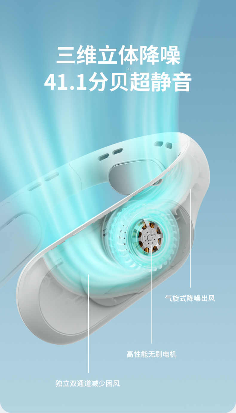 几素挂脖风扇usb便携式小风扇迷你随身小型充电静音挂脖子无叶制冷空调户外学生电风扇降温神器办公FA35 Pro