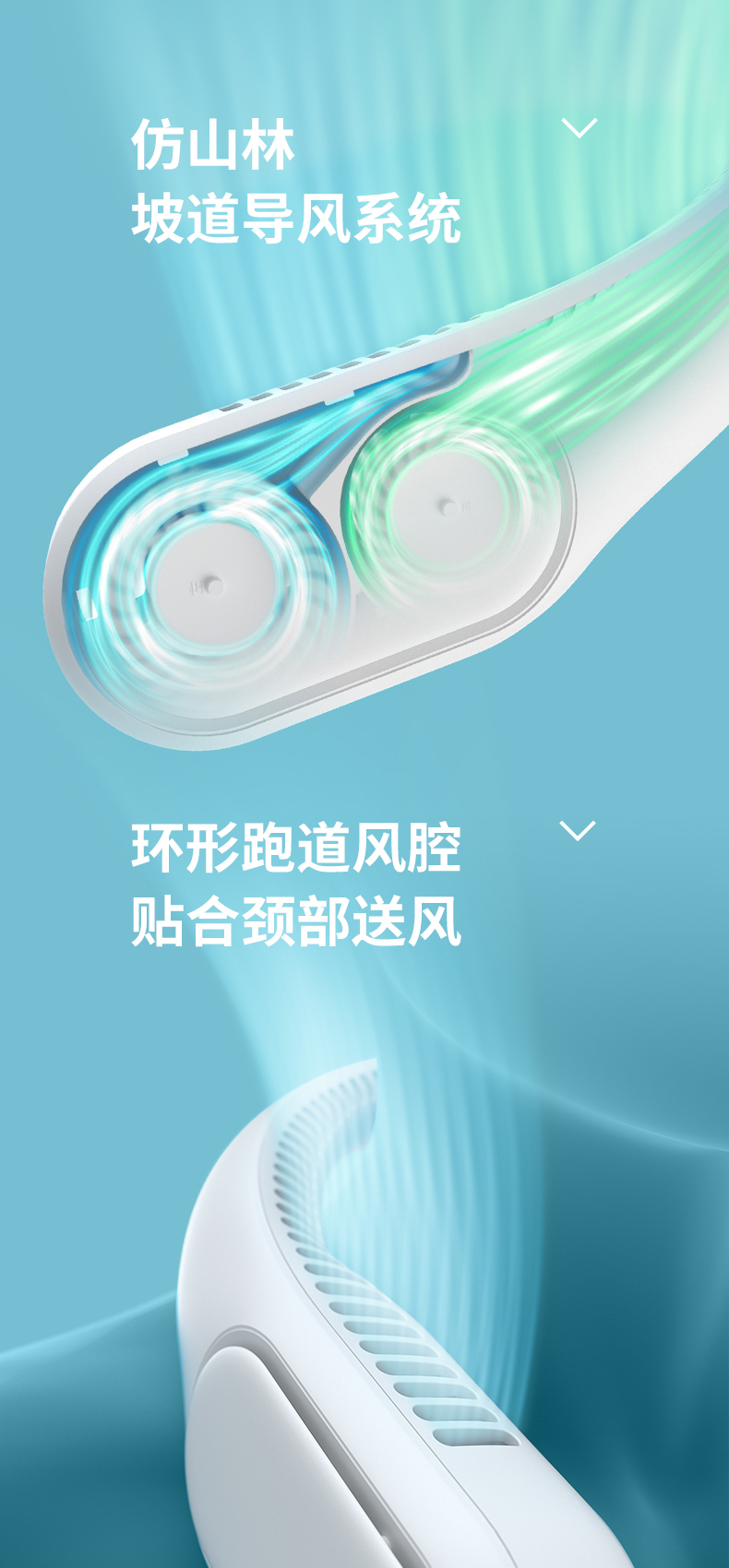 几素四核挂脖风扇便携式随身制冷无叶小型迷你USB可充电户外厨房儿童大夏天涡轮小电扇FA12R