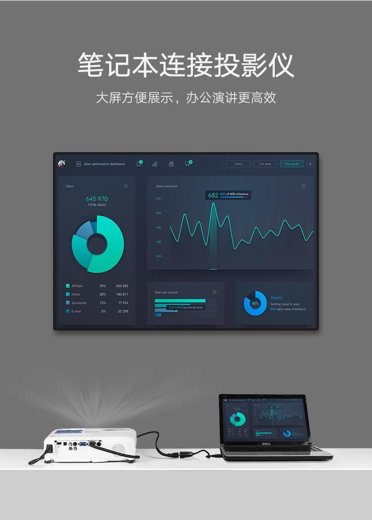 绿联（UGREEN）HDMI转VGA线转换器 高清视频转接头  黑 40253