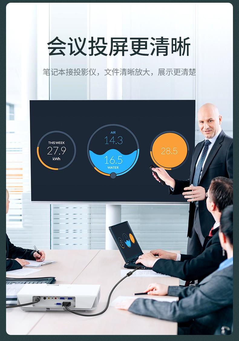 绿联（UGREEN）VGA线高清工程级3+9线芯 公对公双磁环 10米视频连接线