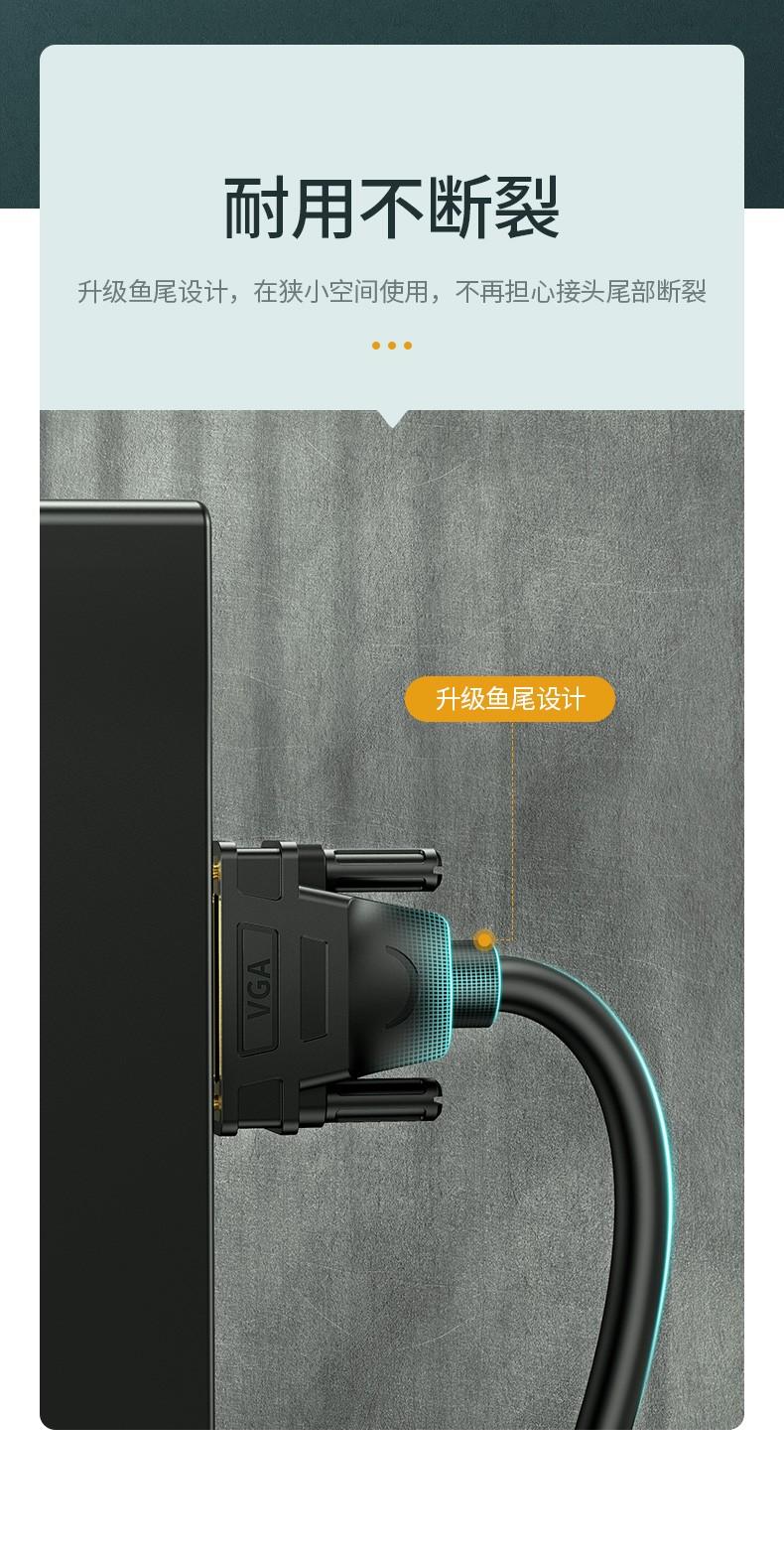 绿联（UGREEN）VGA线高清工程级3+9线芯 公对公双磁环 10米视频连接线