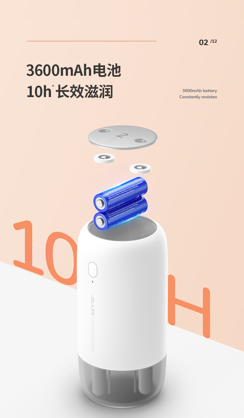 几素加湿器办公室桌面小型无线充电式家用车载大雾量usb空气便携式款JB08-B.DUCK版