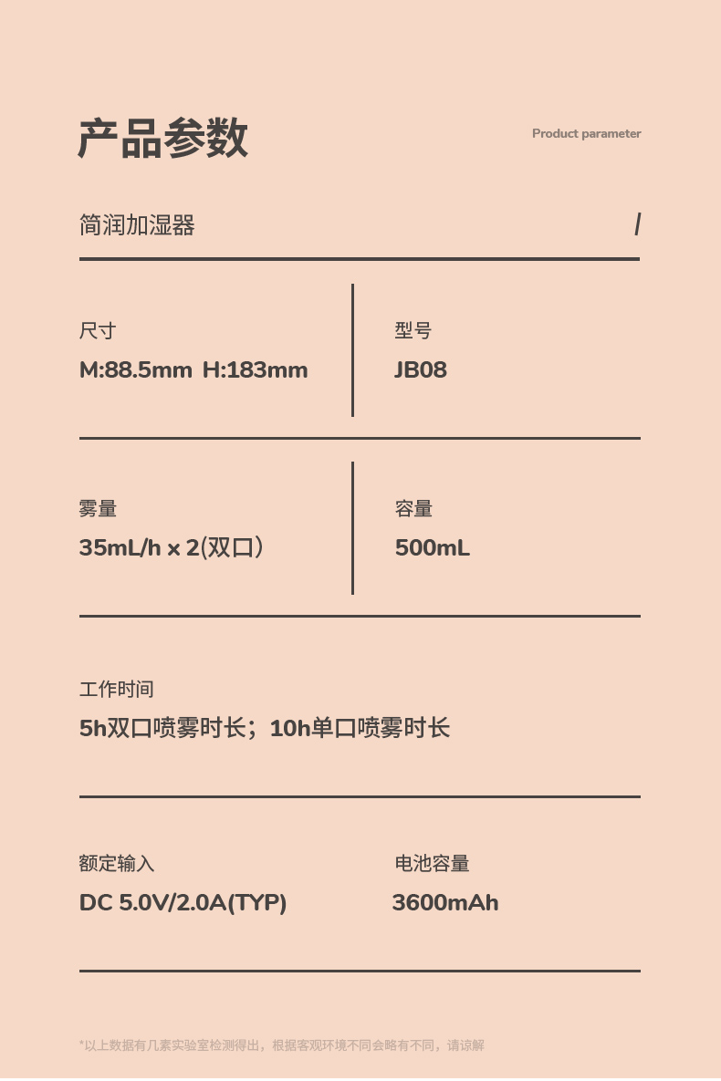 几素加湿器办公室桌面小型无线充电式家用车载大雾量usb空气便携式款JB08-B.DUCK版