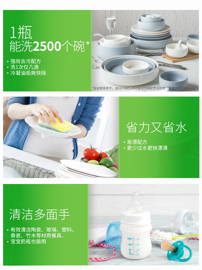 立白青柠洗洁精1.45kg*2瓶 餐厨洗涤精