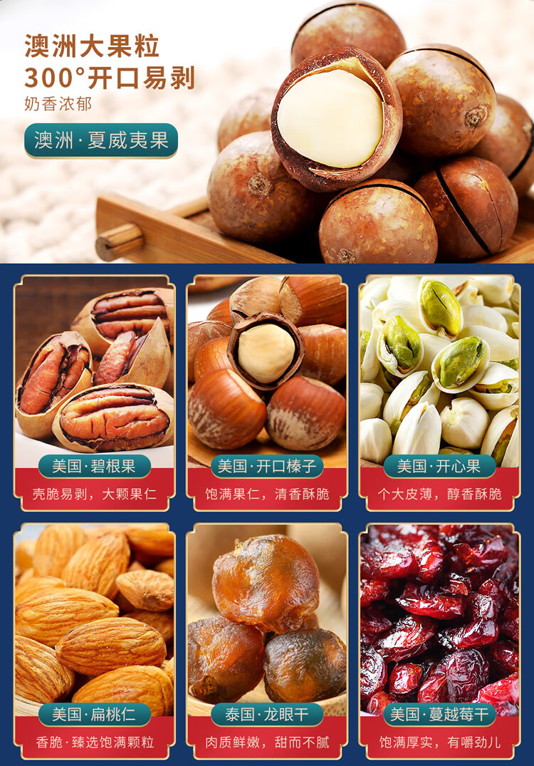 首粮坚果礼盒 每日坚果休闲零食干果炒货大礼包年货礼盒 尊享优果1720g