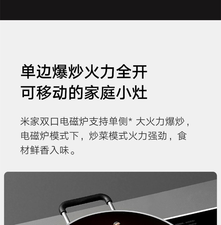 小米（MI）米家双口电磁炉移动小厨房2200w大功率双侧独立控温智能联动100级火力调节 米家双口电磁炉