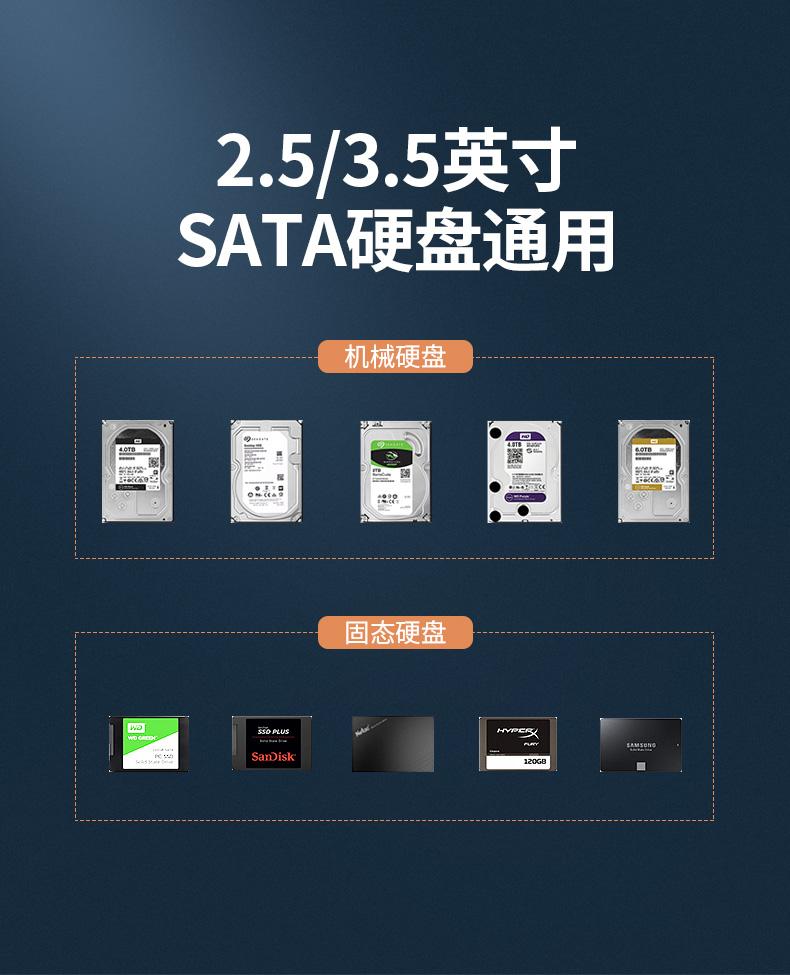 绿联（UGREEN）Type-C3.1移动硬盘盒2.5/3.5英寸 SATA串口  CM301