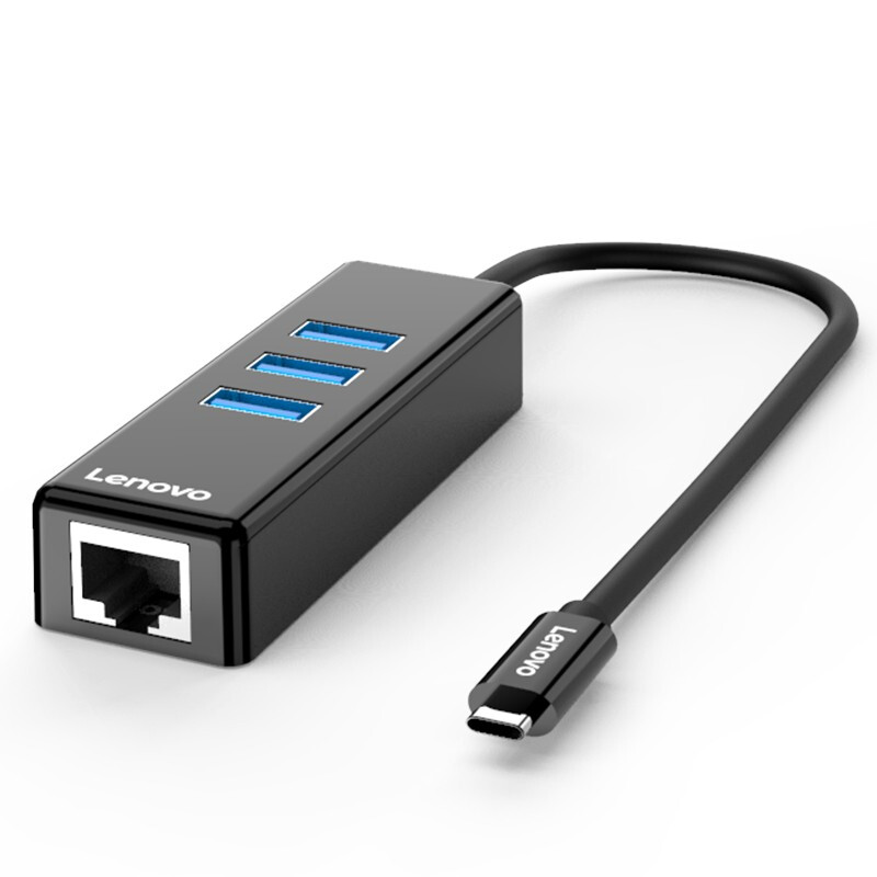 联想（Lenovo）USB-C集线器USB分线器转接器扩展坞 转千兆网口以太网 C625 黑色 1个
