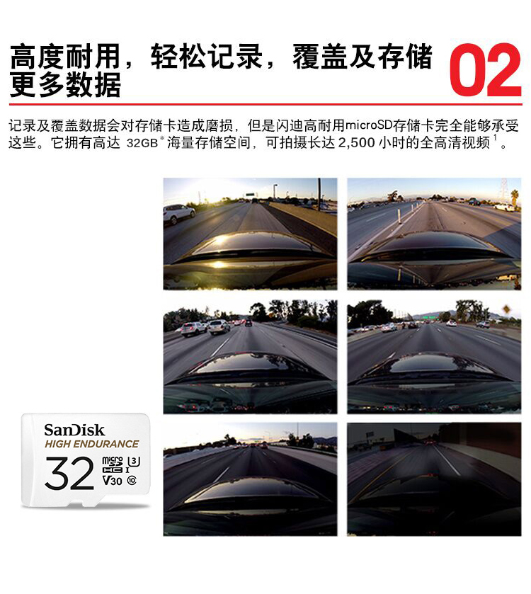 闪迪（SanDisk）SDSQQNR-032G-ZN6IA 存储卡 行车记录仪&安防监控 高度耐用 家庭监控的上佳选择
