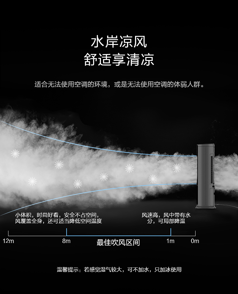 美的（Midea）电风扇冷风扇 空调扇 蒸发式 水冷塔扇 定时节能 家用 大风量 健康柔风不干燥ACA12XCR（白色）