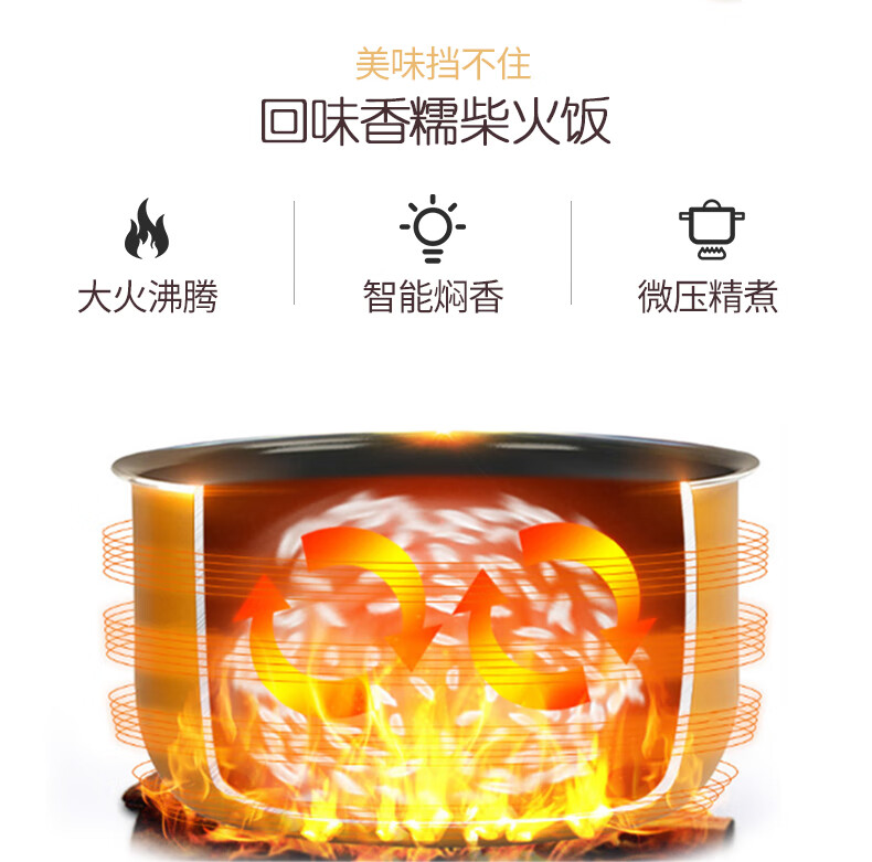 美的Midea电饭煲FS3073智能电饭煲锅预约迷你3L家用 黄晶内胆一键操作