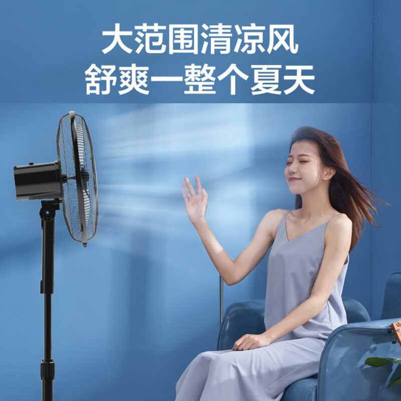 美的（Midea）电风扇落地扇 家用大风量 轻音电扇立式易拆洗节能省电风扇卧室客厅大风力电扇FSA40VC（黑色）