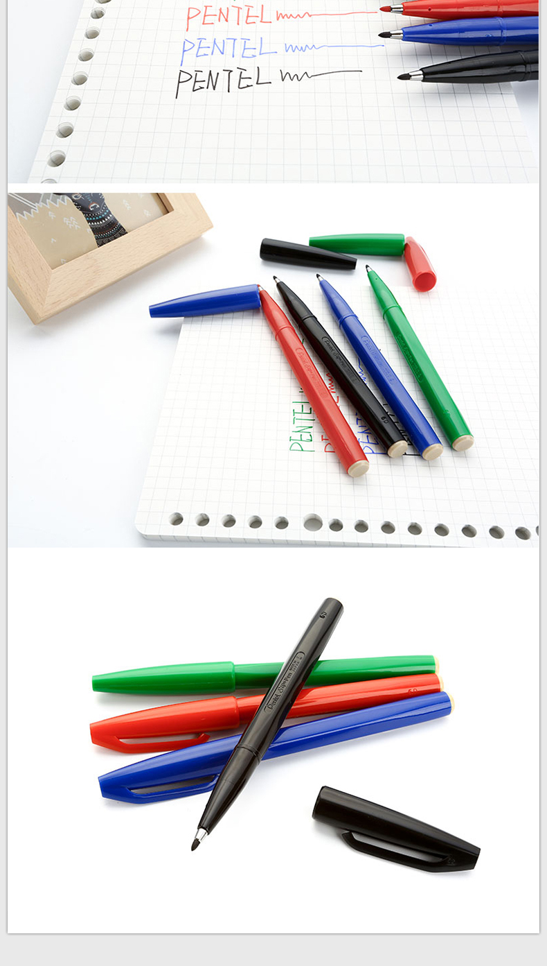 派通（Pentel）绘图笔速写笔办公签字笔勾线笔2.0mm草图笔黑色12支单盒装S520-A