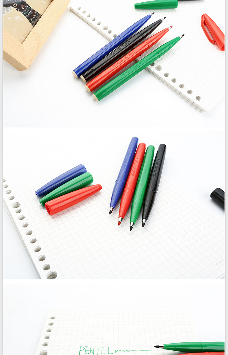 派通（Pentel）绘图笔速写笔办公签字笔勾线笔2.0mm草图笔黑色12支单盒装S520-A