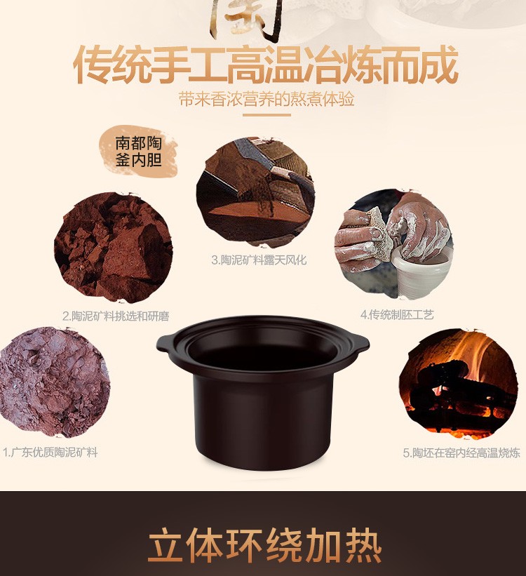 美的（Midea）电炖锅 6mm厚釜 180度冷热冲击 360度立体环绕加热 4小时定时 TGH40D