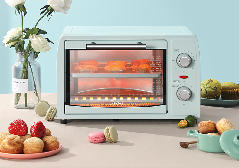 美的（Midea）电烤箱 家用小烤箱 上下石英管均匀烘焙 12L 多功能迷你烤箱PT12B0