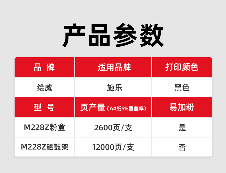 绘威M228Z易加粉粉盒 适用富士施乐M228b M228db M268dw M268z P228b P228db 268dw打印机墨盒M225dw P225db